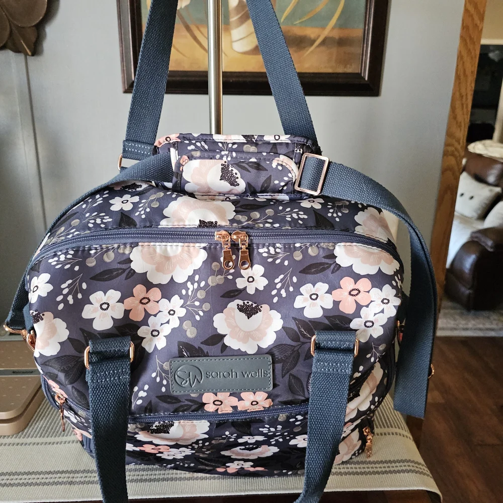 Sarah Wells Floral Breast Pump,Bag For Mothers Who Are Breast Feed Navy and Pink